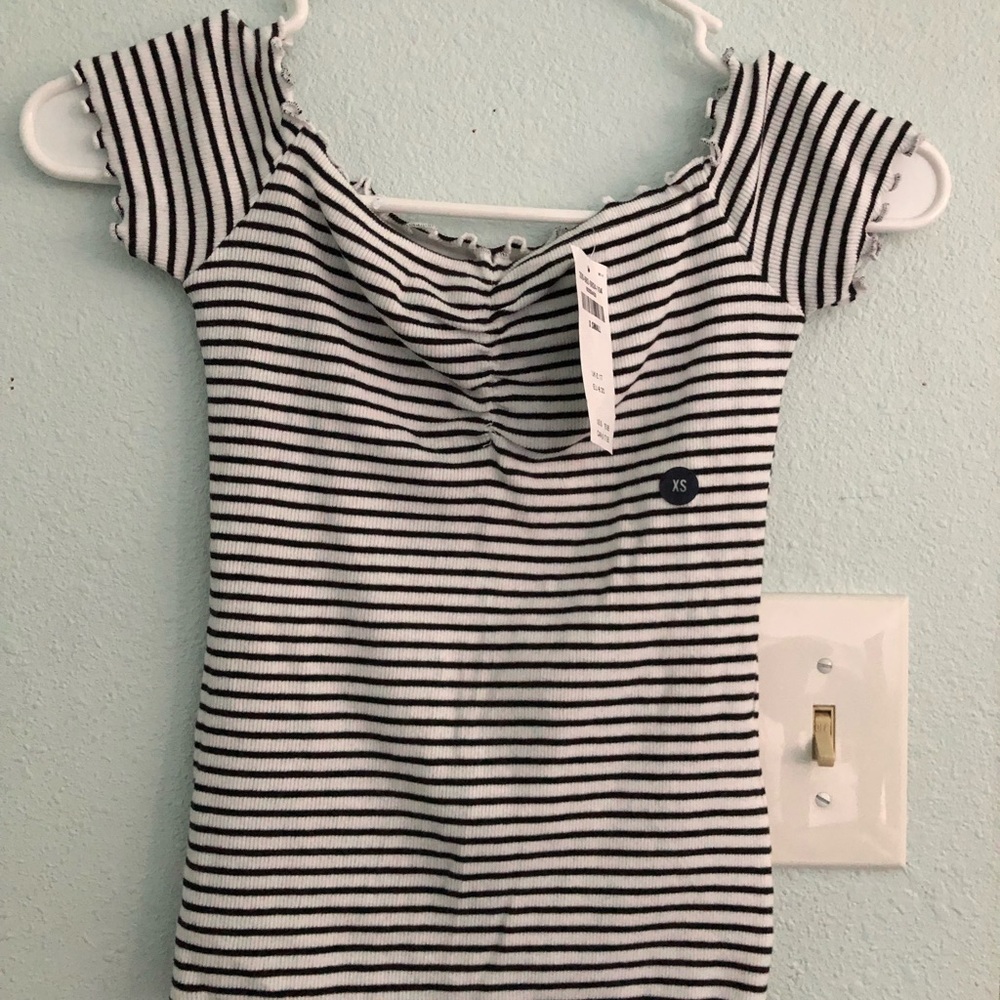 Brand new black and white off the shoulder top